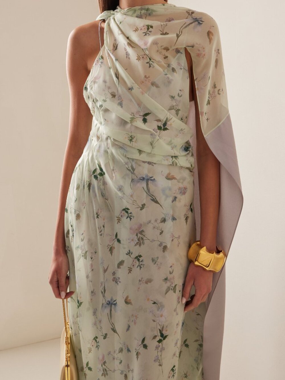 Givenchy Draped Floral Silk Maxi Dress
